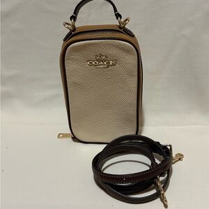 Coach Cream and Brown Crossbody Bag